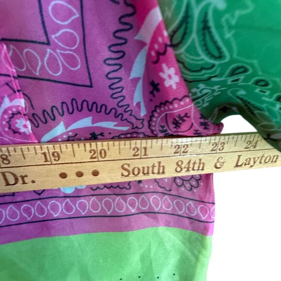 AU Studio Bandana Print Button Front Shirt Top Multicolor Long Sleeve Bohemian - Picture 5 of 7